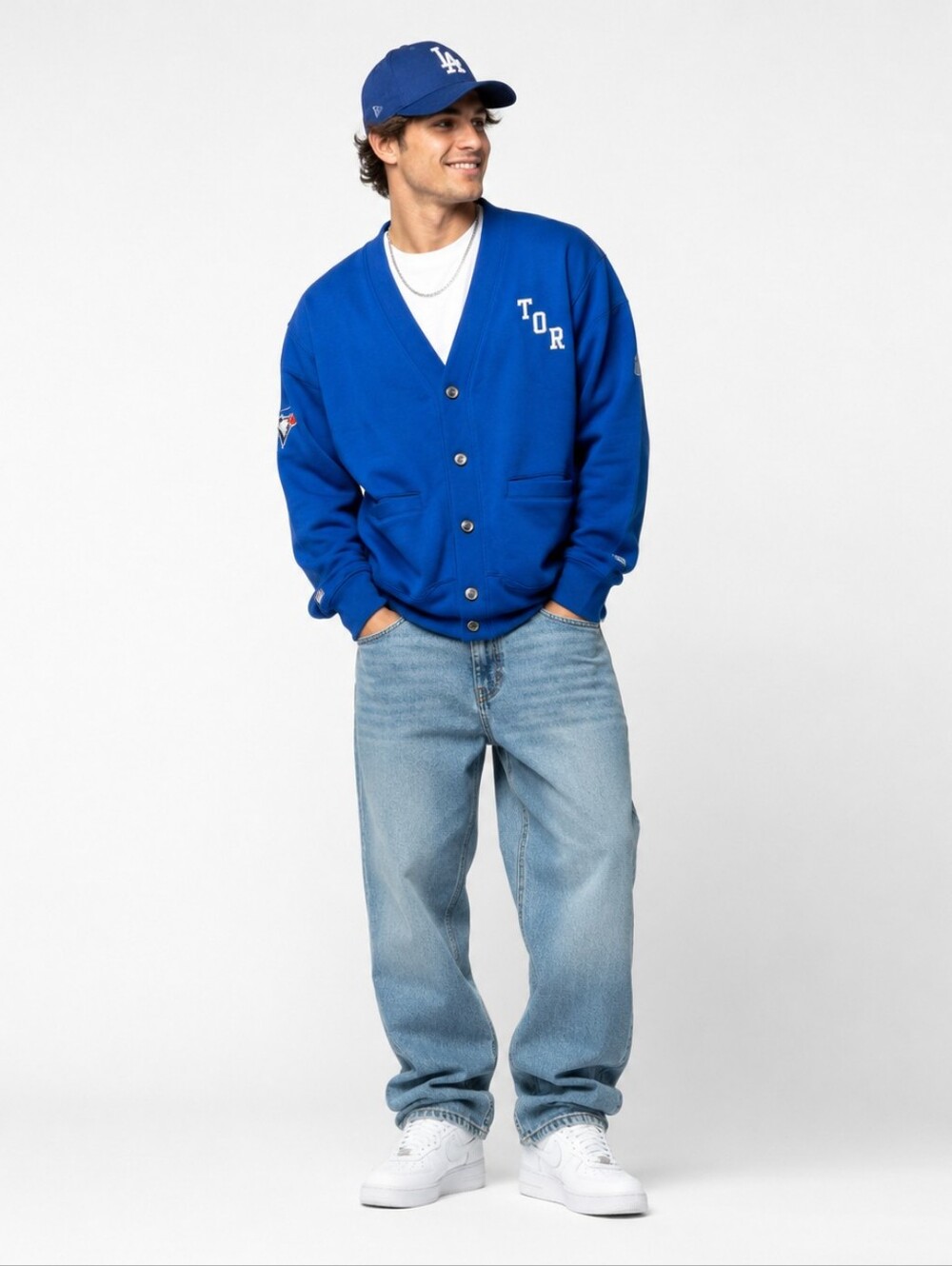 Toronto Blue Jays TOR Fleece Button Front Cardigan Jacket MLB Genuine Merch NWT
